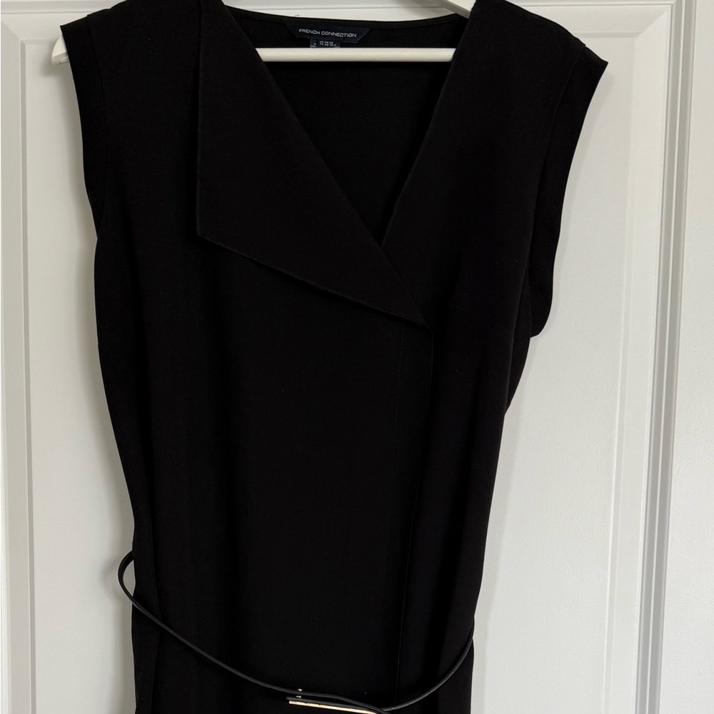 French Connection Gray Pleated Sheath Midi Dress